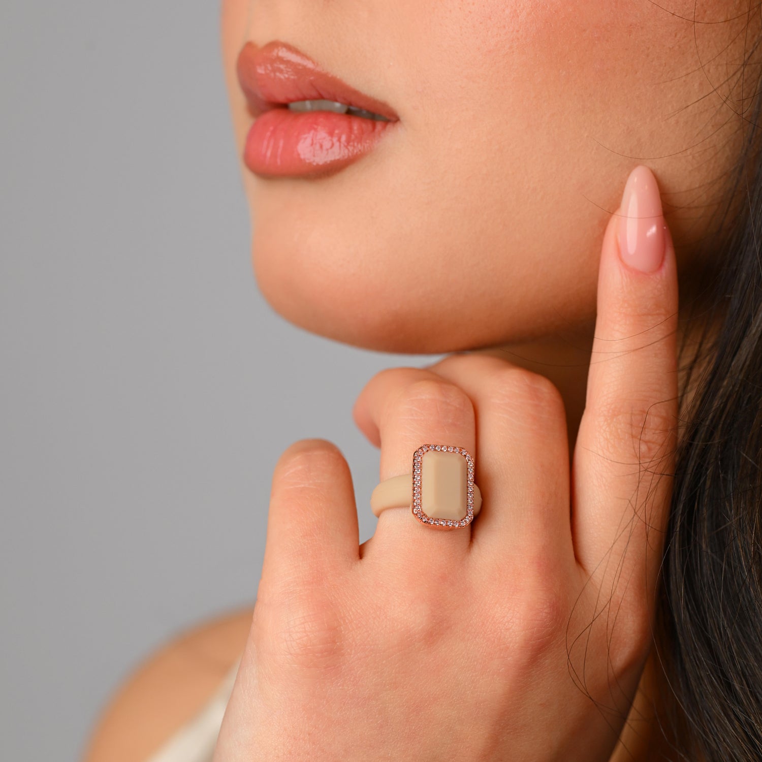 Emerald Silicone Ring with Metal Frame & CZ Stones for Women - Patented Design