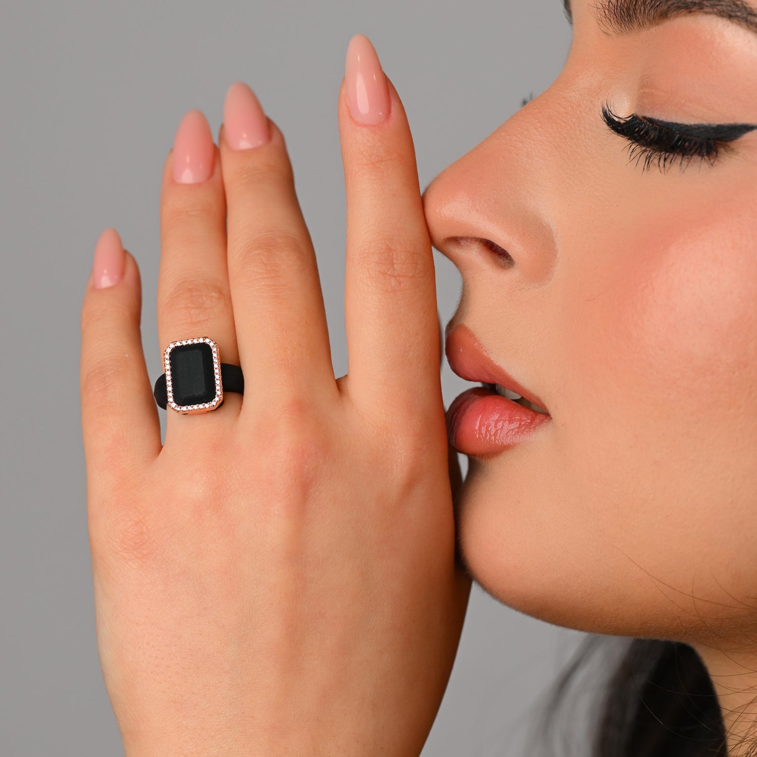 Emerald Silicone Ring with Metal Frame & CZ Stones for Women - Patented Design