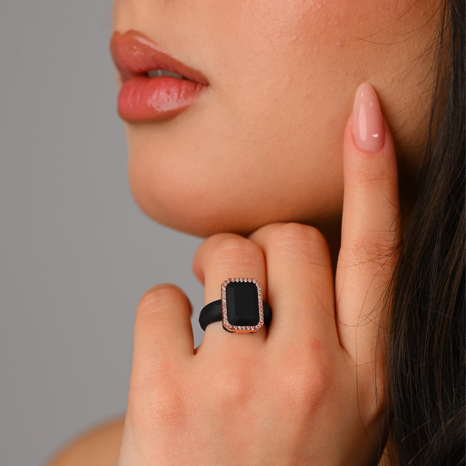 Emerald Silicone Ring with Metal Frame & CZ Stones for Women - Patented Design