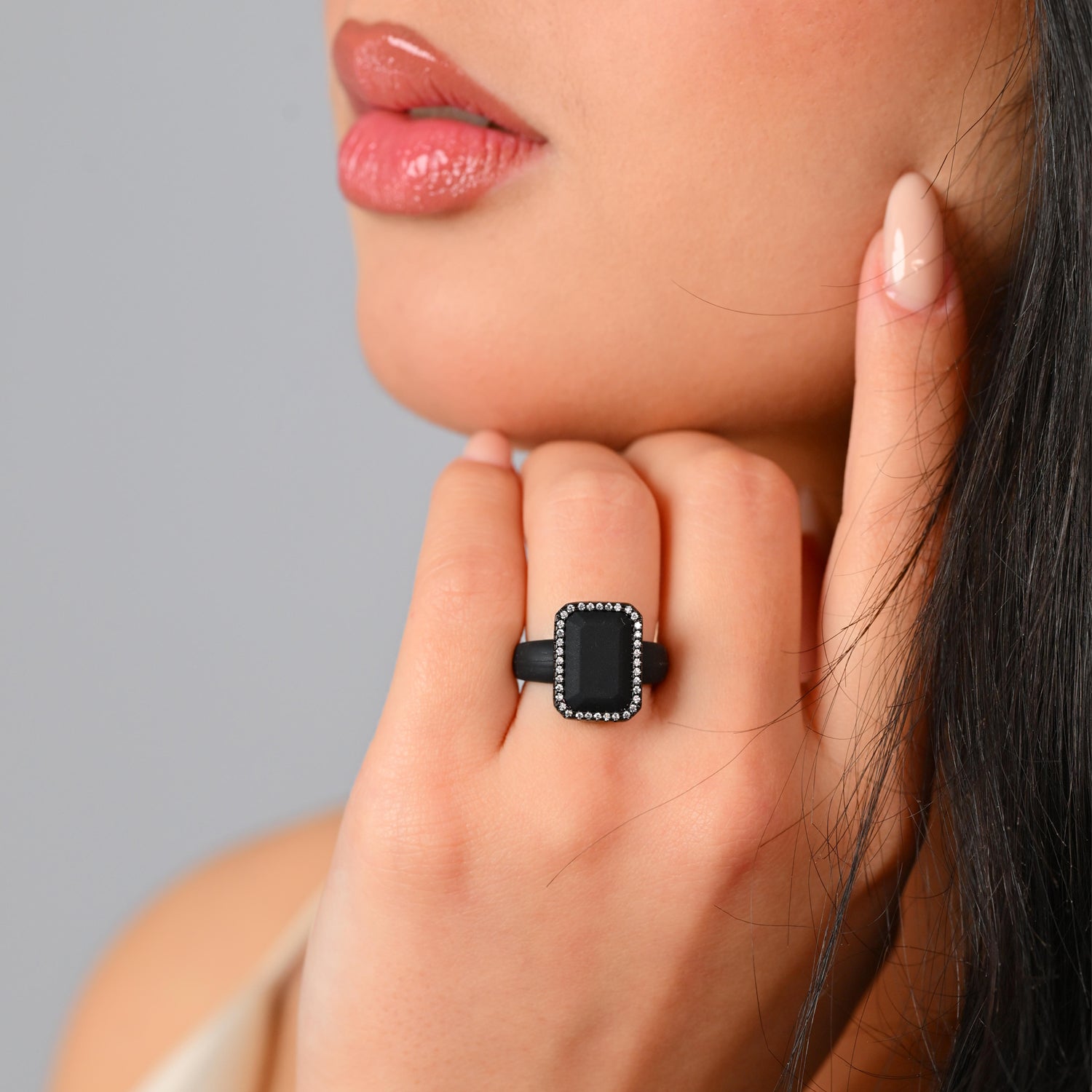Emerald Silicone Ring with Metal Frame & CZ Stones for Women - Patented Design