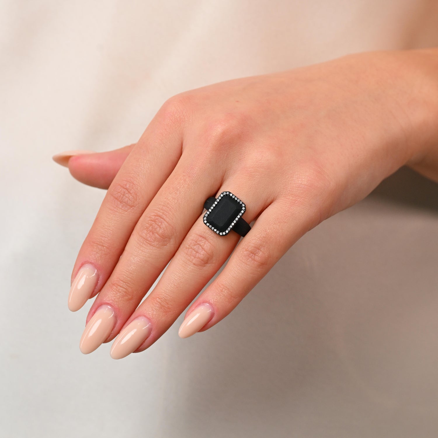 Emerald Silicone Ring with Metal Frame & CZ Stones for Women - Patented Design