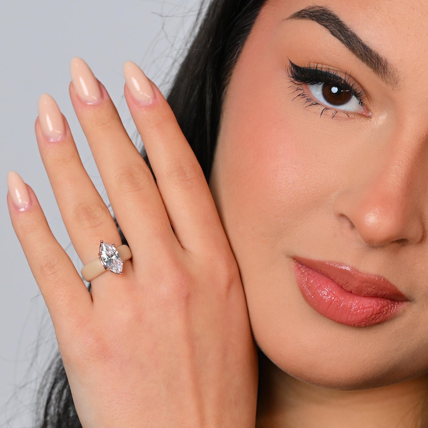 Silicone Ring Stackable Set – 14×7 mm Marquise Cut CZ | Patent-Pending Design - GlowStone Collection