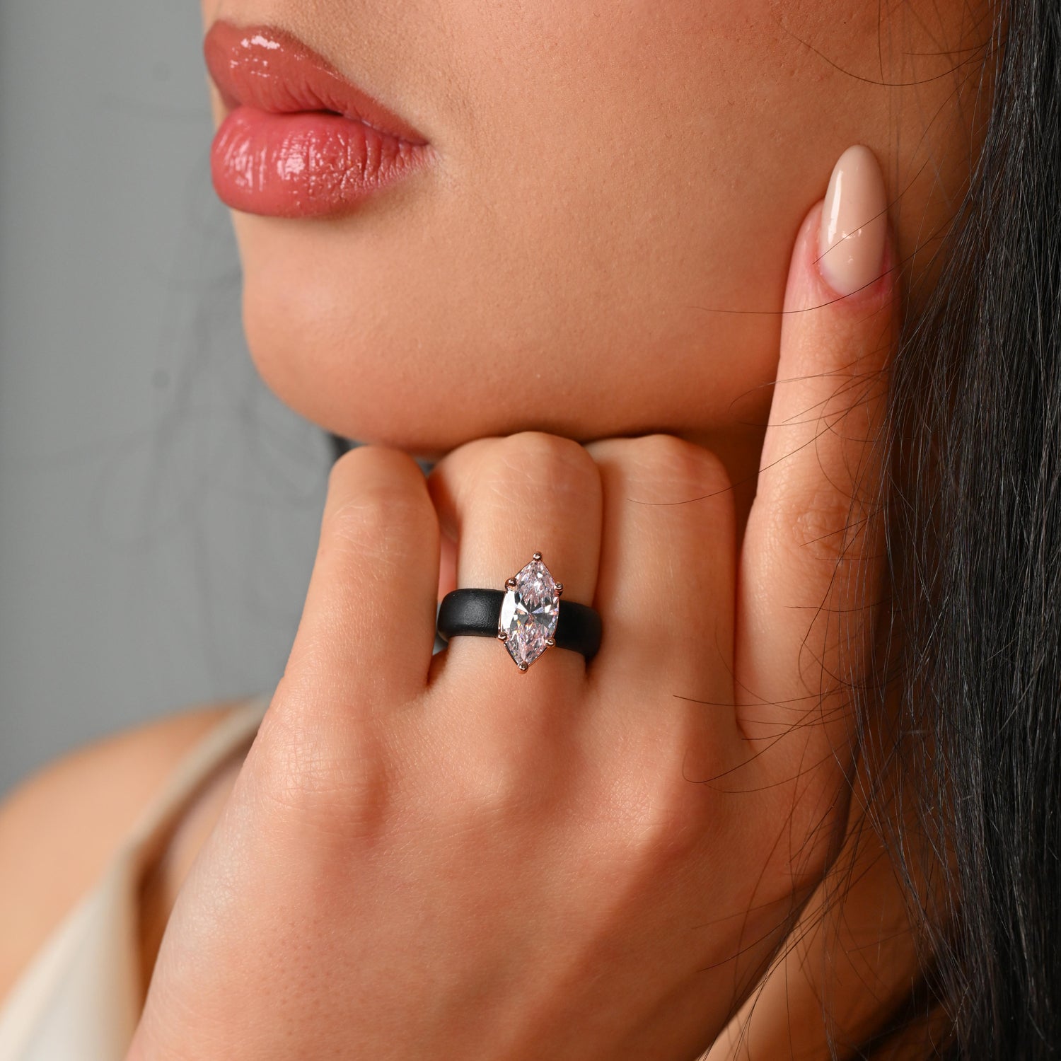 Silicone Ring – 14×7 mm Marquise Cut CZ | Patent-Pending Design - GlowStone Collection