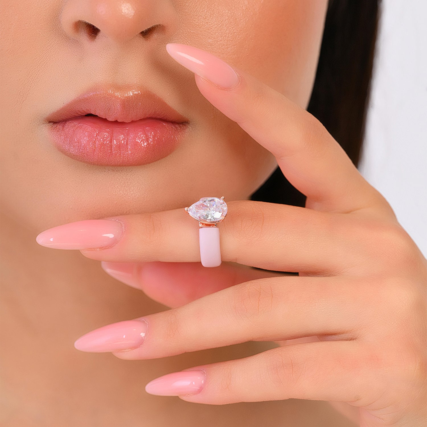 Silicone Ring – 8×12 mm Pear Cut CZ | Patent-Pending Design - GlowStone Collection