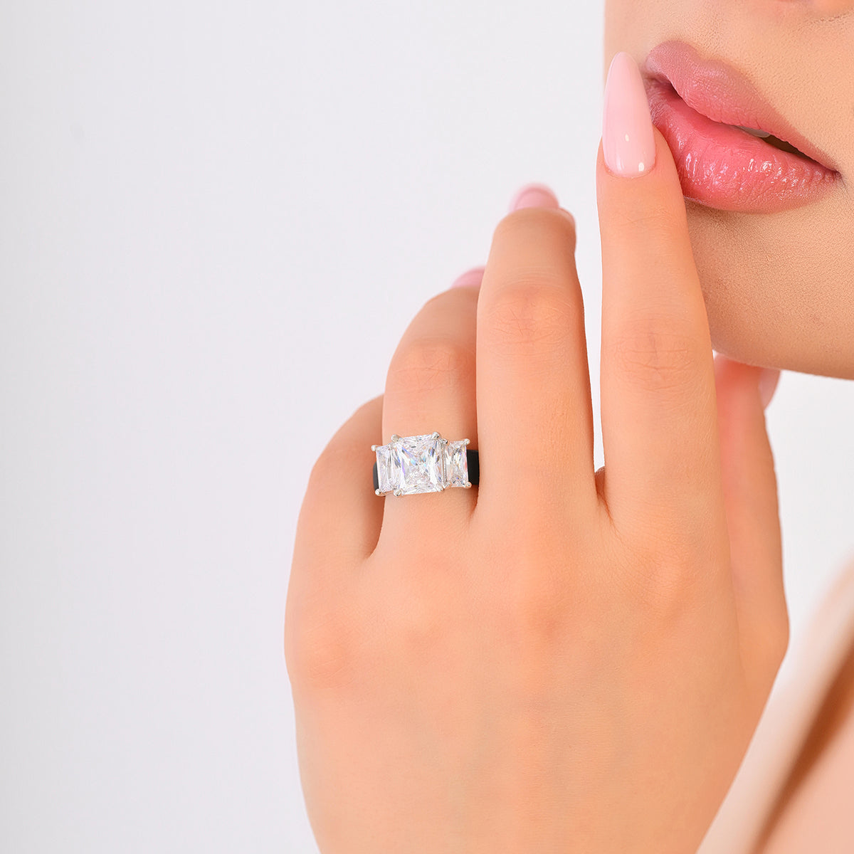 Rinfit Silicone Ring with Three Emerald CZ Stones - Patented
