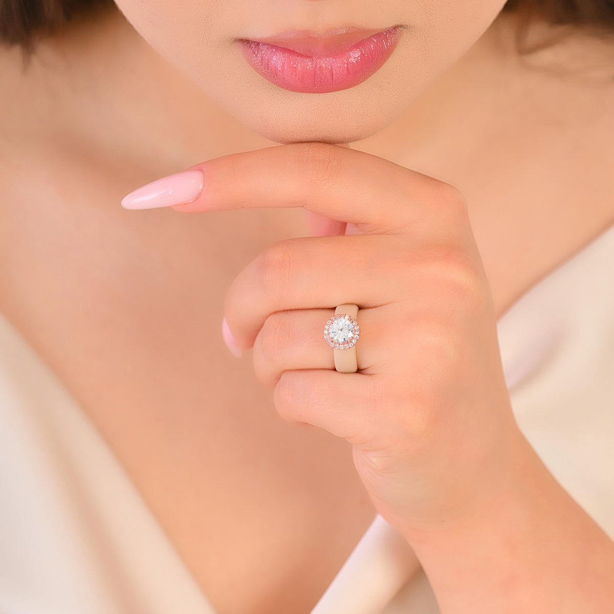 Rinfit Halo Silicone Ring for Women - 7 mm Round Cut CZ | Patented Design