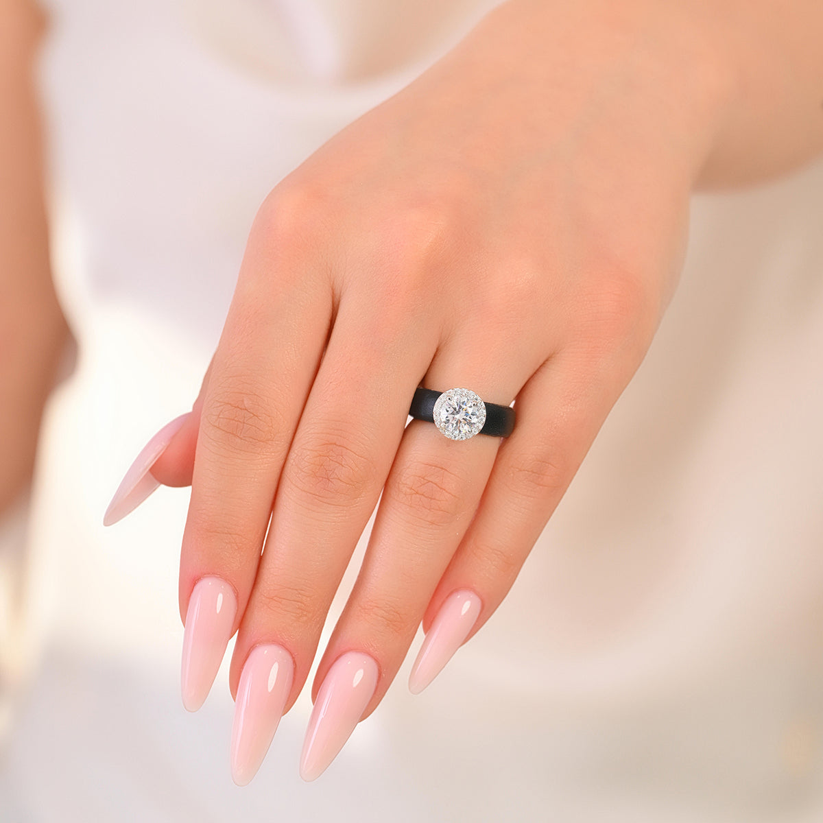 Rinfit Halo Silicone Ring for Women - 7 mm Round Cut CZ | Patented Design