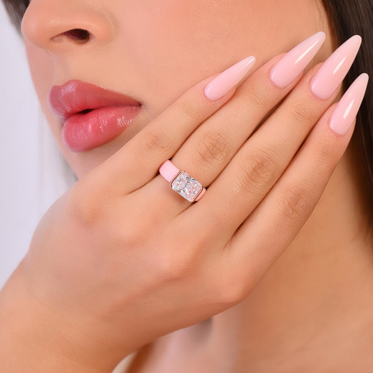 Rinfit Silicone Ring with CZ Stone, East-West Radiant Cut