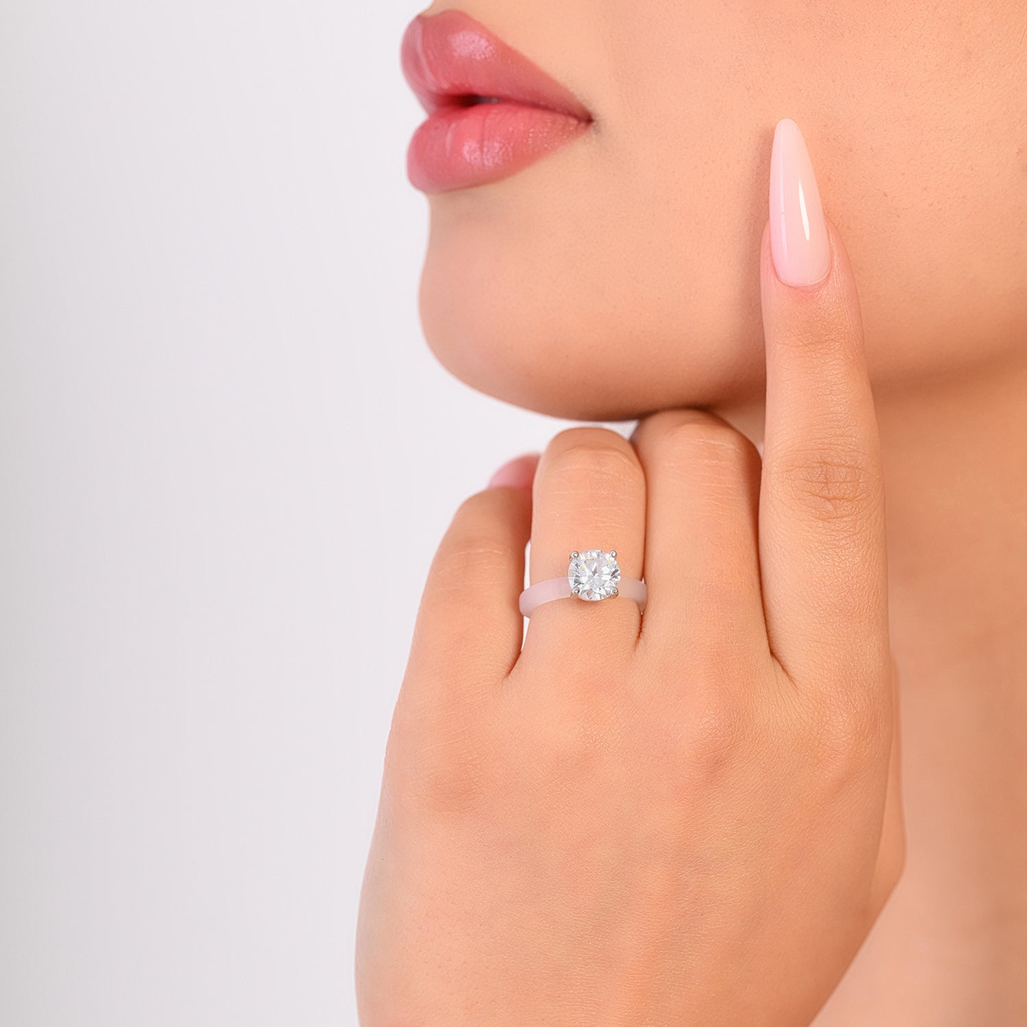 Rinfit Frosted Clear Thin Silicone Ring with Round cut CZ | Patented Design