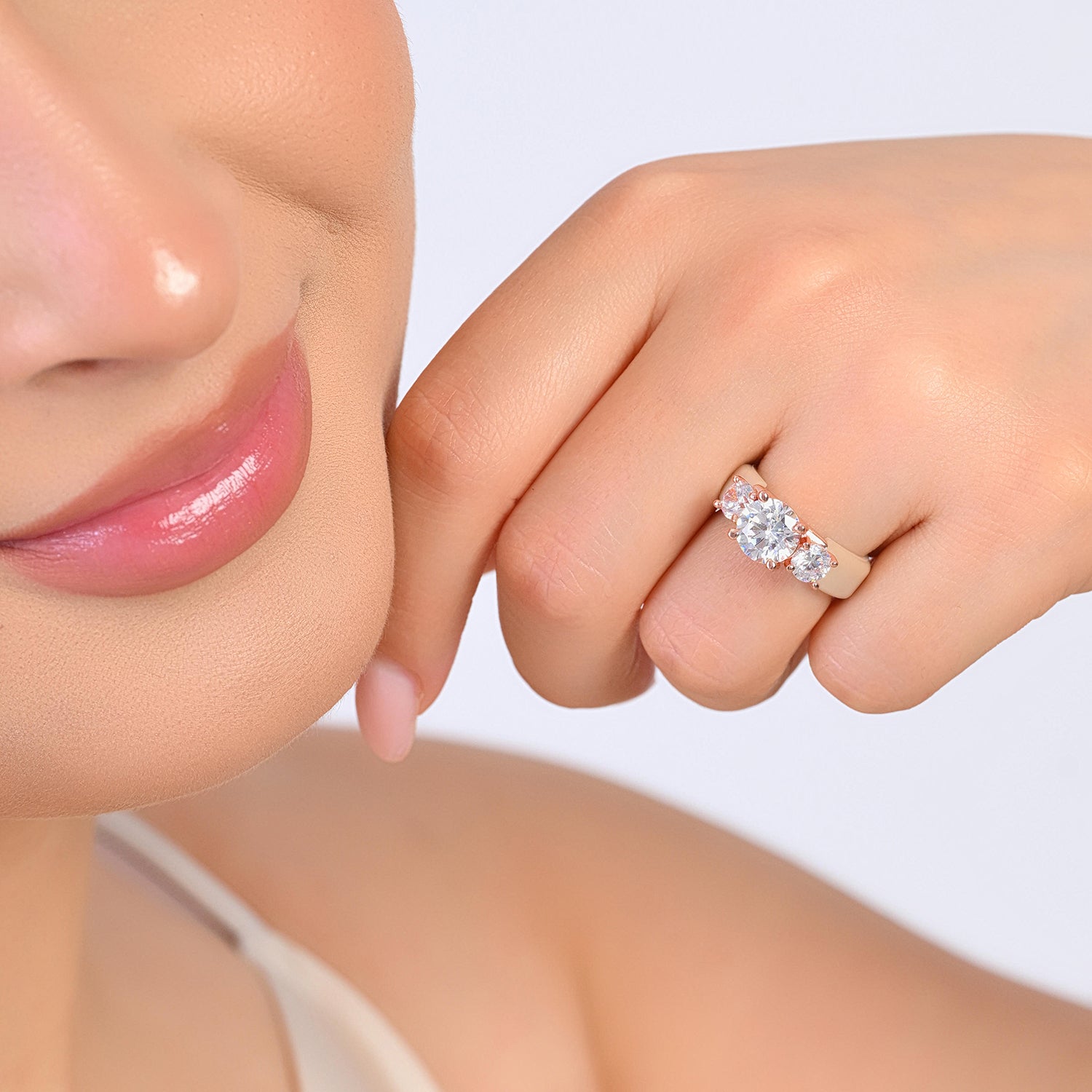 Rinfit Silicone Ring with Three Round CZ Stones - Patented