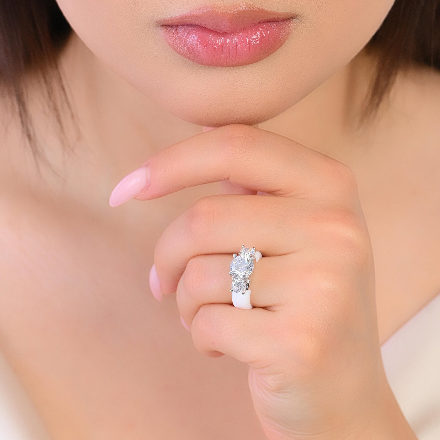 Rinfit Silicone Ring with Three Round CZ Stones - Patented
