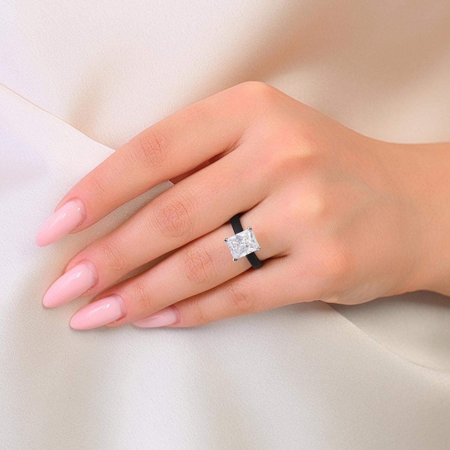 Rinfit Thin Silicone Ring – 10×8 mm Emerald Cut CZ | Patented Design - GlowStone Collection