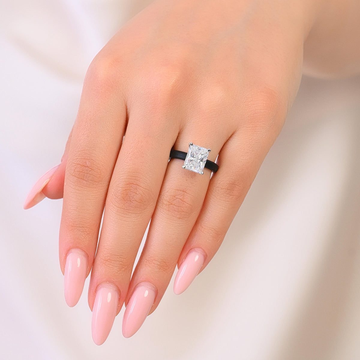 Rinfit Thin Silicone Ring – 10×8 mm Emerald Cut CZ | Patented Design - GlowStone Collection