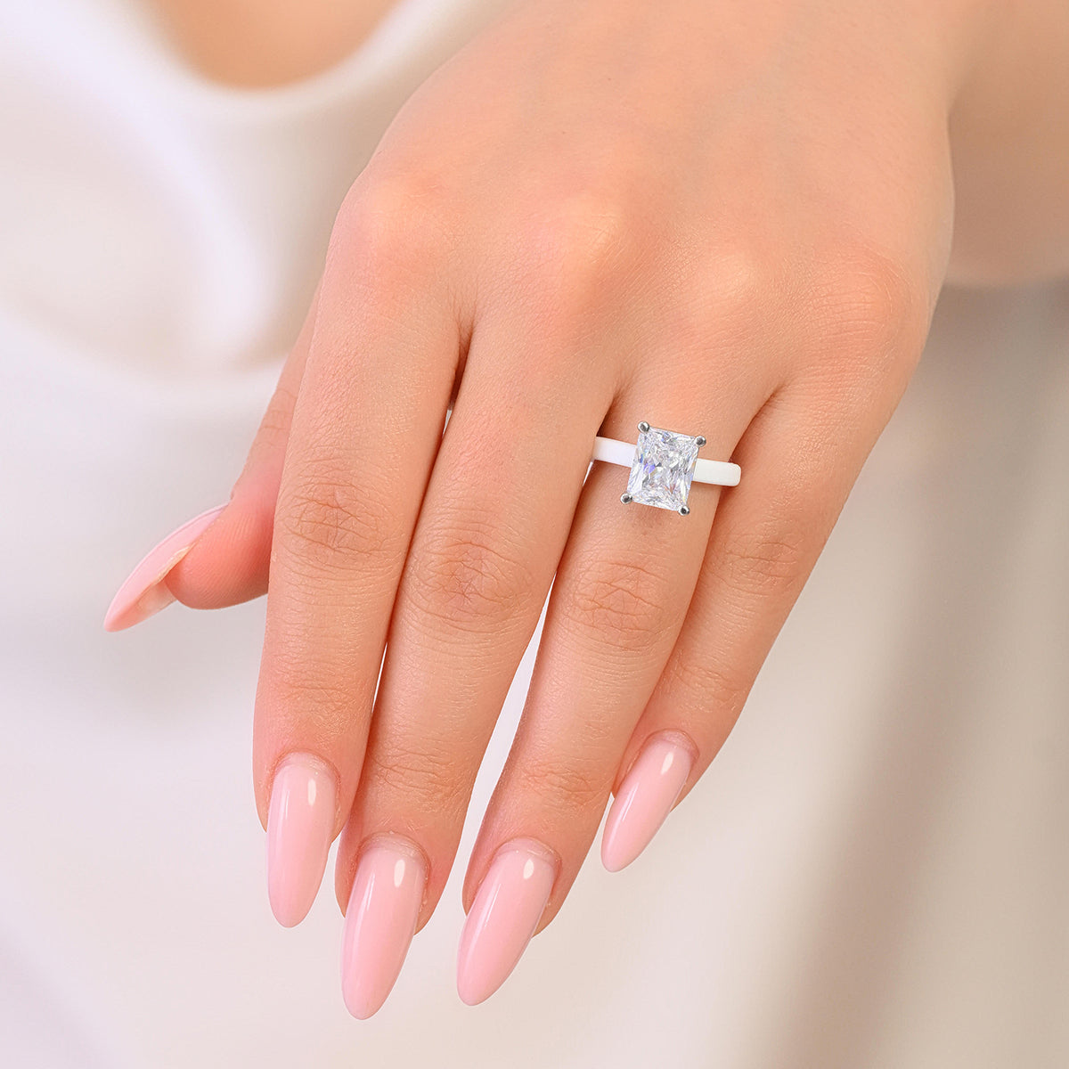 Rinfit Thin Silicone Ring – 10×8 mm Emerald Cut CZ | Patented Design - GlowStone Collection