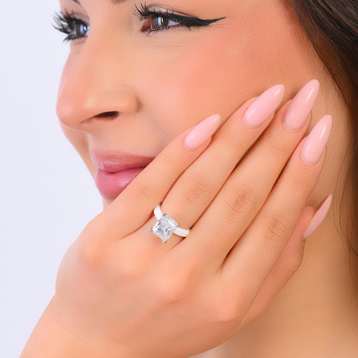 Rinfit Thin Silicone Ring – 10×8 mm Emerald Cut CZ | Patented Design - GlowStone Collection