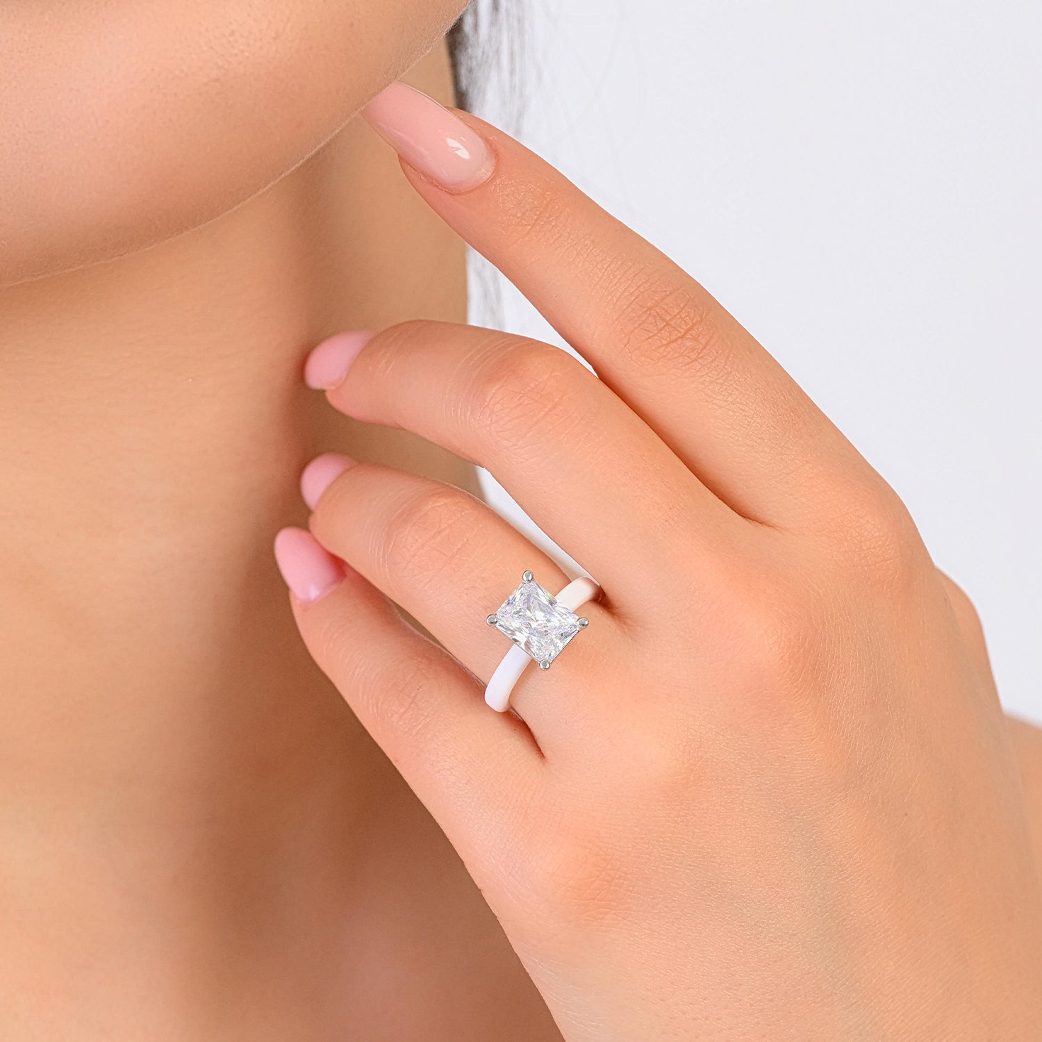 Rinfit Thin Silicone Ring – 10×8 mm Emerald Cut CZ | Patented Design - GlowStone Collection
