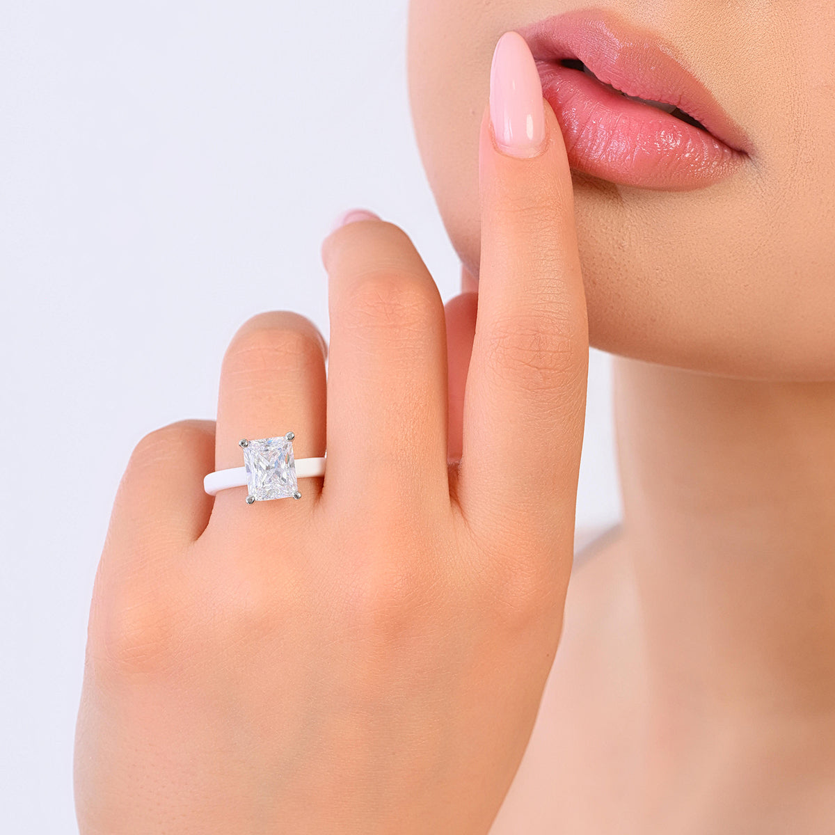 Rinfit Thin Silicone Ring – 10×8 mm Emerald Cut CZ | Patented Design - GlowStone Collection