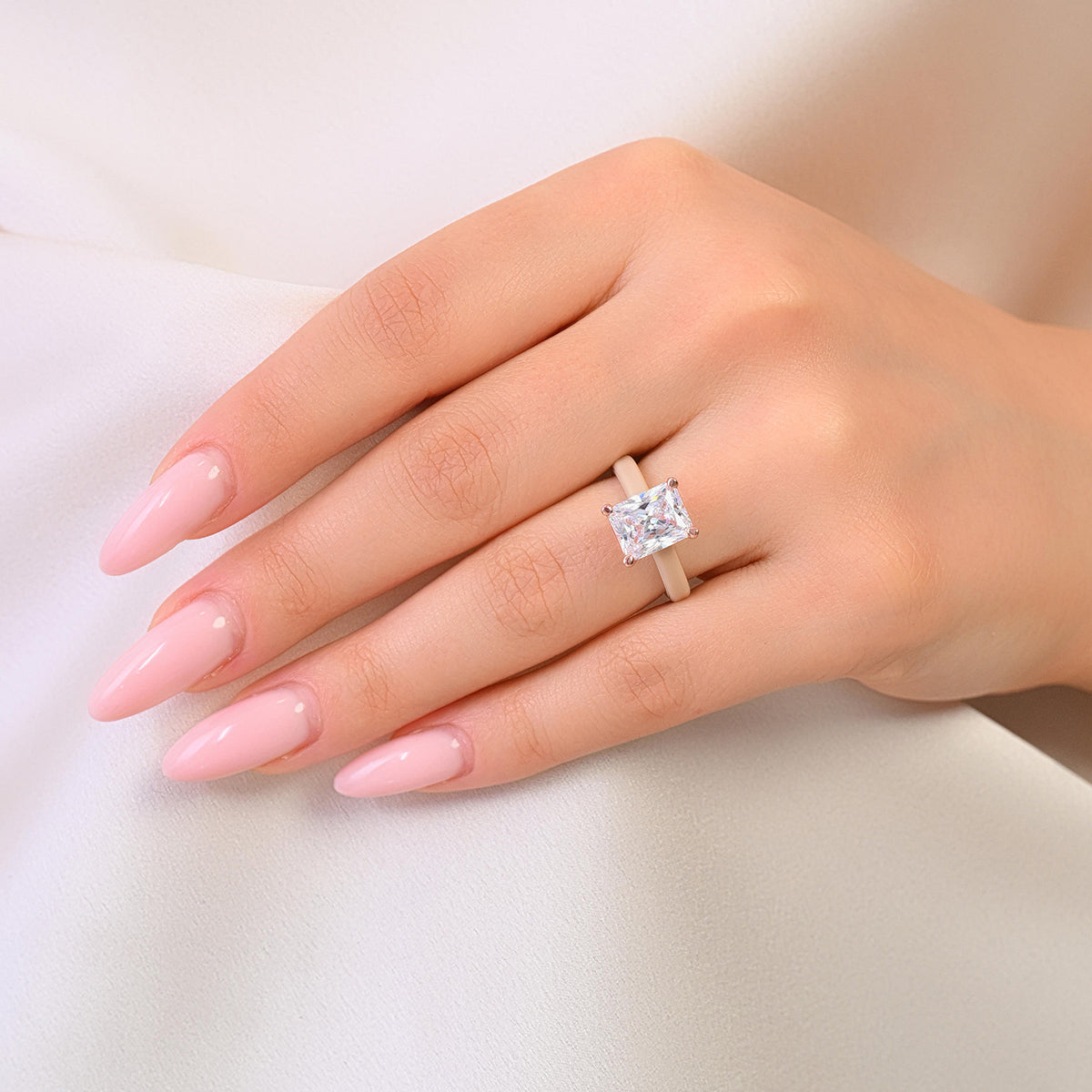 Rinfit Thin Silicone Ring – 10×8 mm Emerald Cut CZ | Patented Design - GlowStone Collection