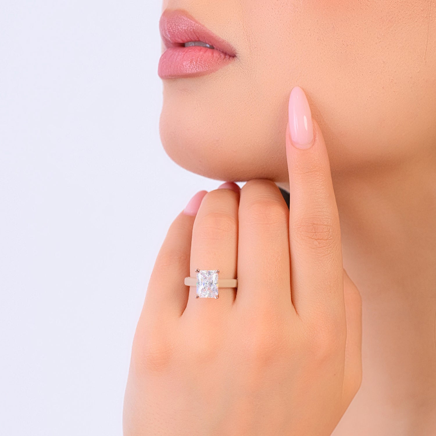 Rinfit Thin Silicone Ring – 10×8 mm Emerald Cut CZ | Patented Design - GlowStone Collection