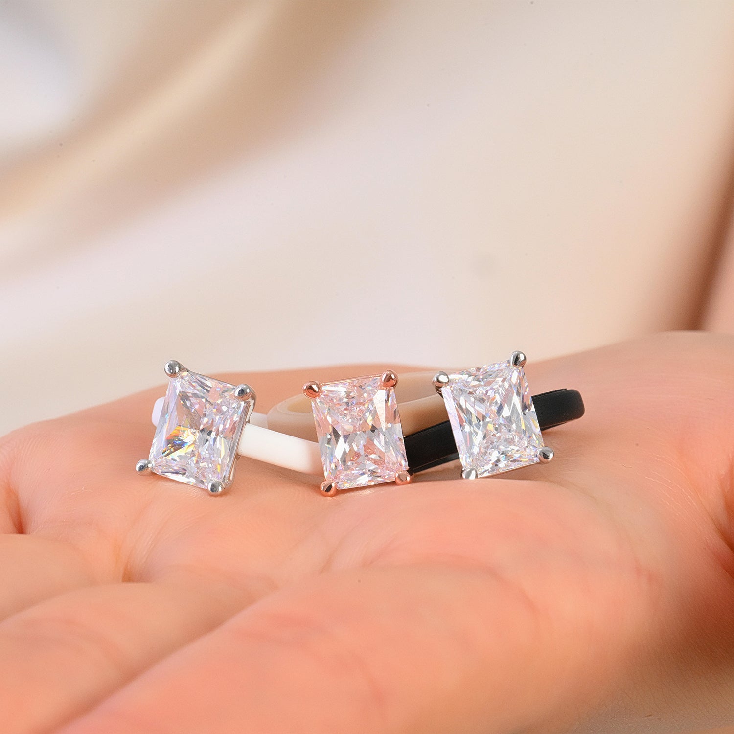Rinfit Thin Silicone Ring – 10×8 mm Emerald Cut CZ | Patented Design - GlowStone Collection