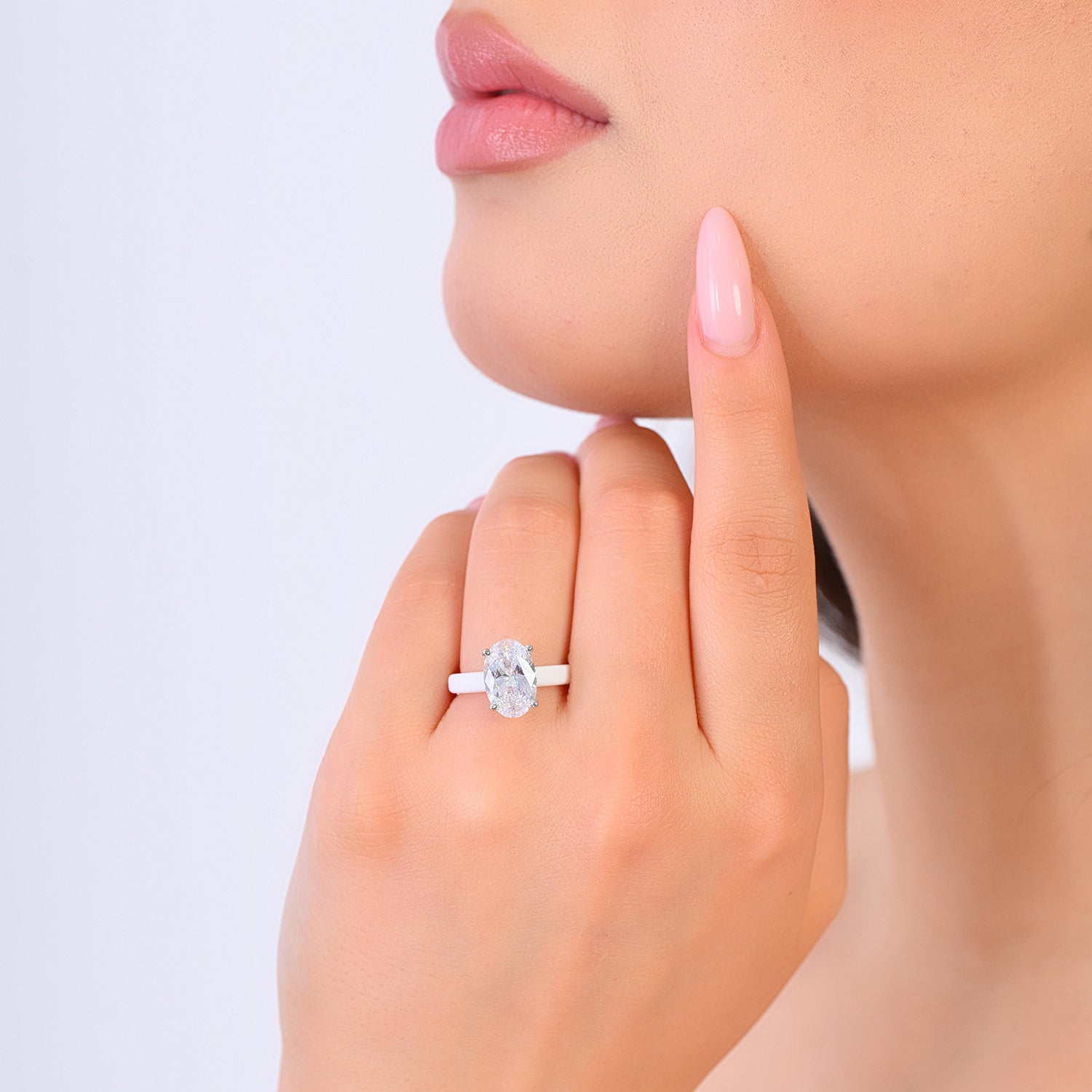 Rinfit Thin Silicone Ring for Women - Oval Cut CZ | Patented Design