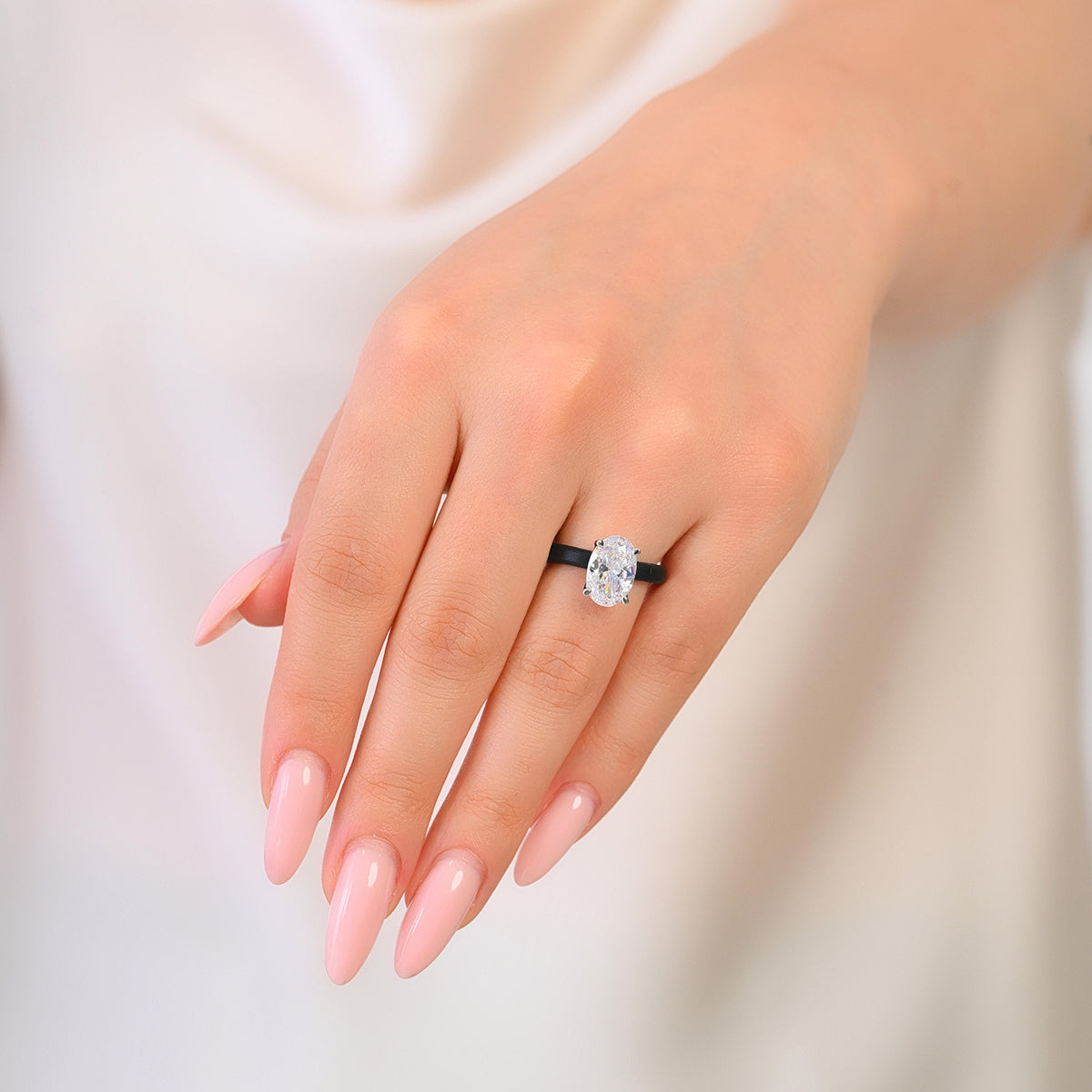 Rinfit Thin Silicone Ring for Women - Oval Cut CZ | Patented Design