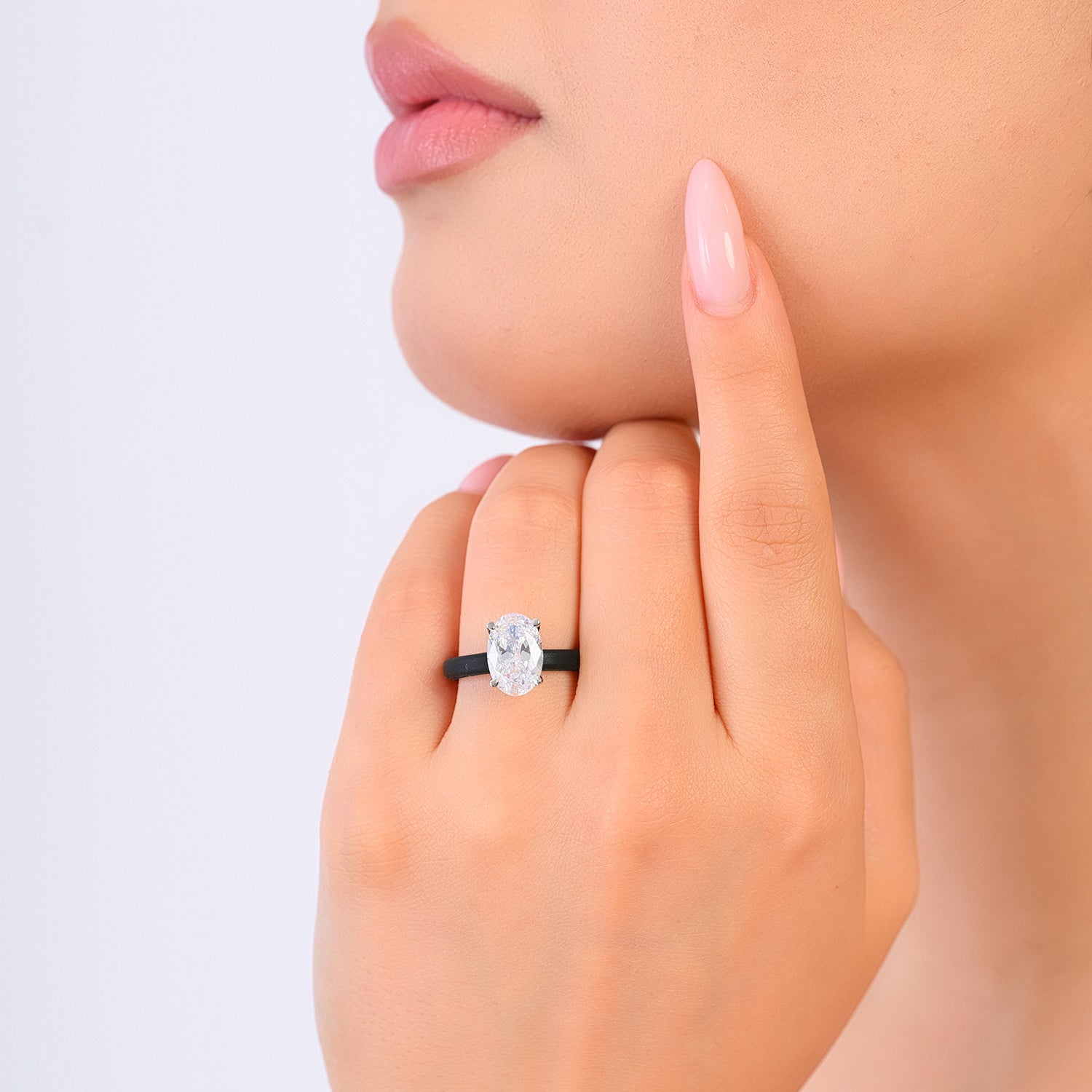 Rinfit Thin Silicone Ring for Women - Oval Cut CZ | Patented Design