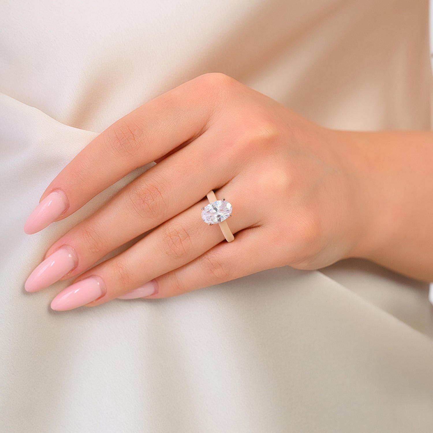 Rinfit Thin Silicone Ring for Women - Oval Cut CZ | Patented Design