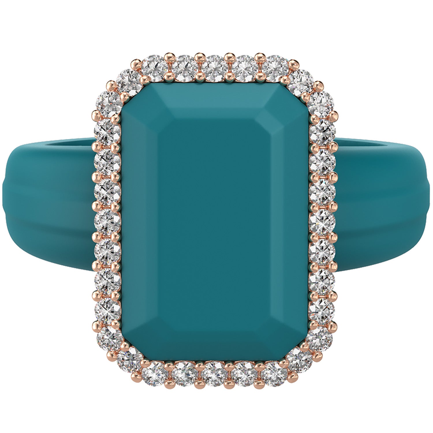 Emerald Silicone Ring with Metal Frame & CZ Stones for Women - Patented Design