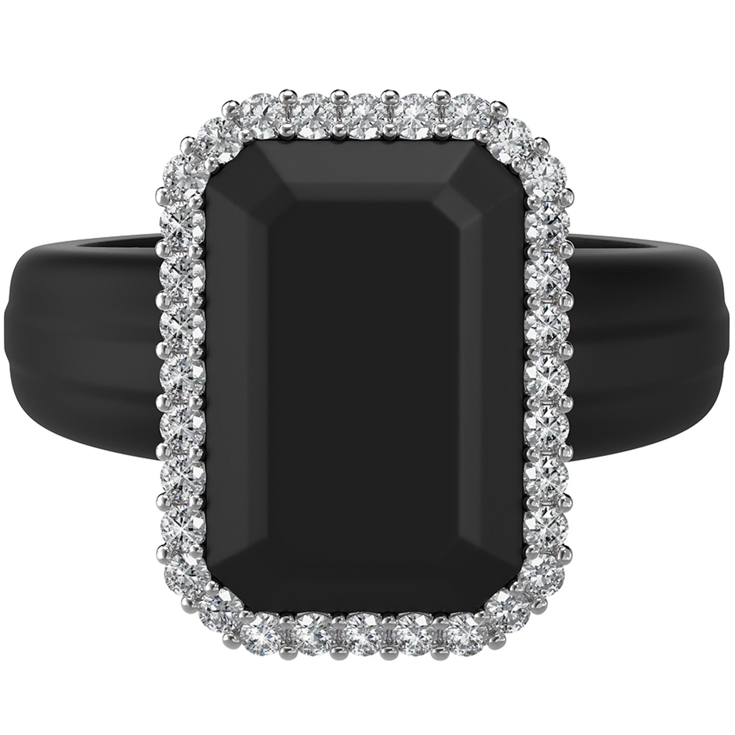 Emerald Silicone Ring with Metal Frame & CZ Stones for Women - Patented Design