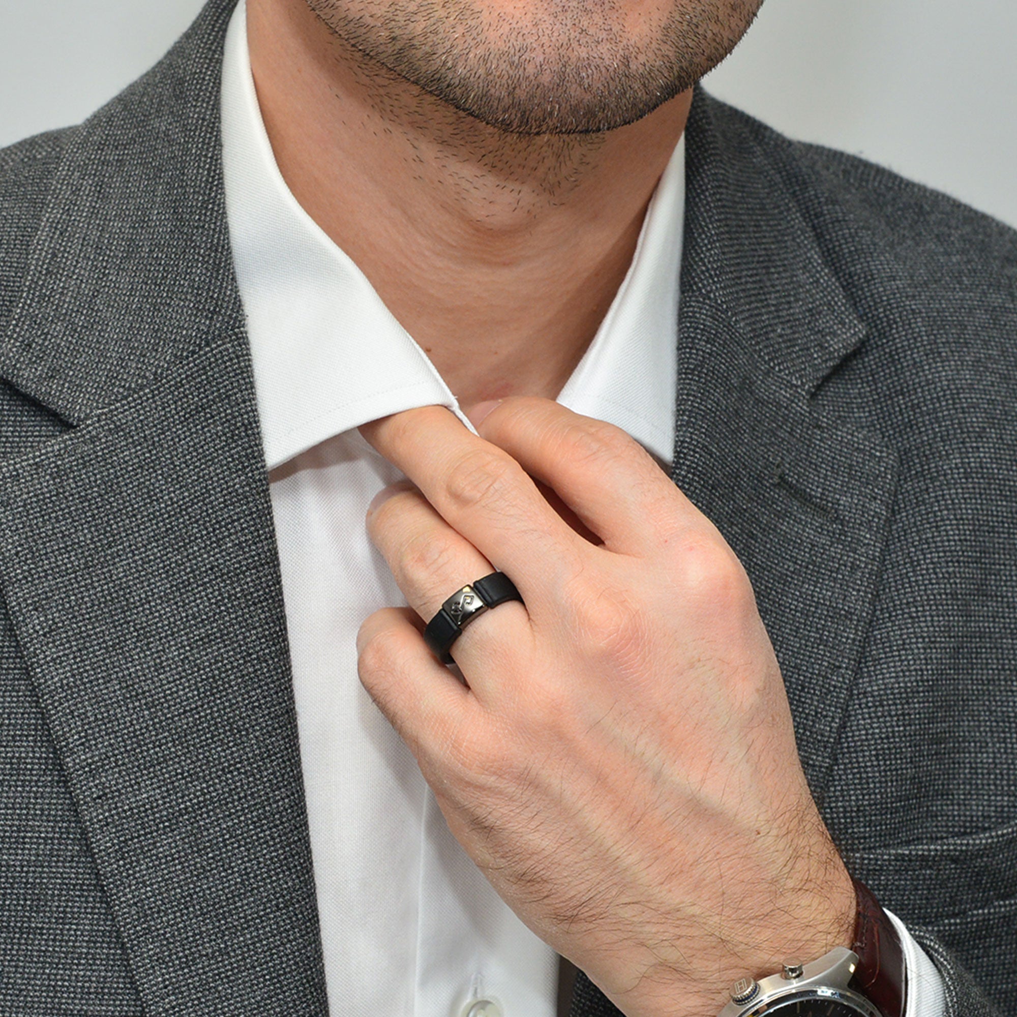 MetalInfinity Collection - Men's Silicone Rings with Metal - Patented Design