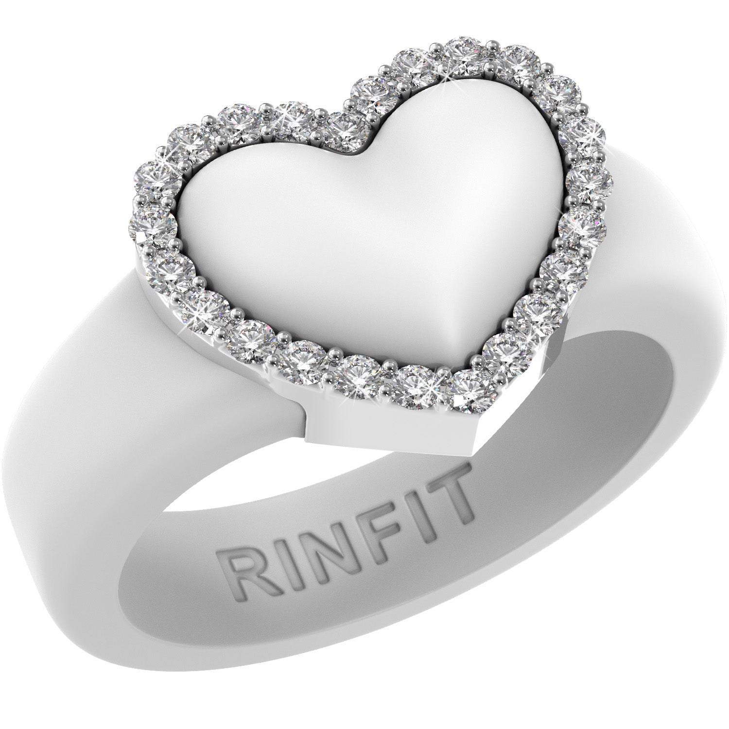 NEW! Heart with Metal Frame & CZ Stones - Women's Silicone Rings- Patent Pending Design