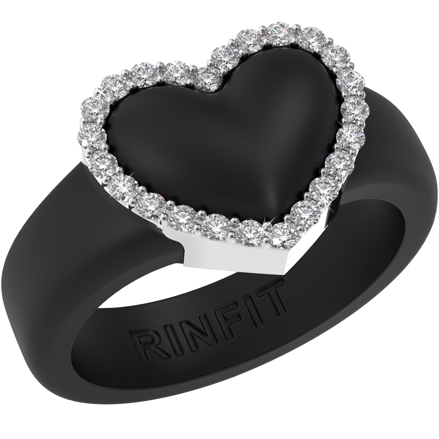 NEW! Heart with Metal Frame & CZ Stones - Women's Silicone Rings- Patent Pending Design