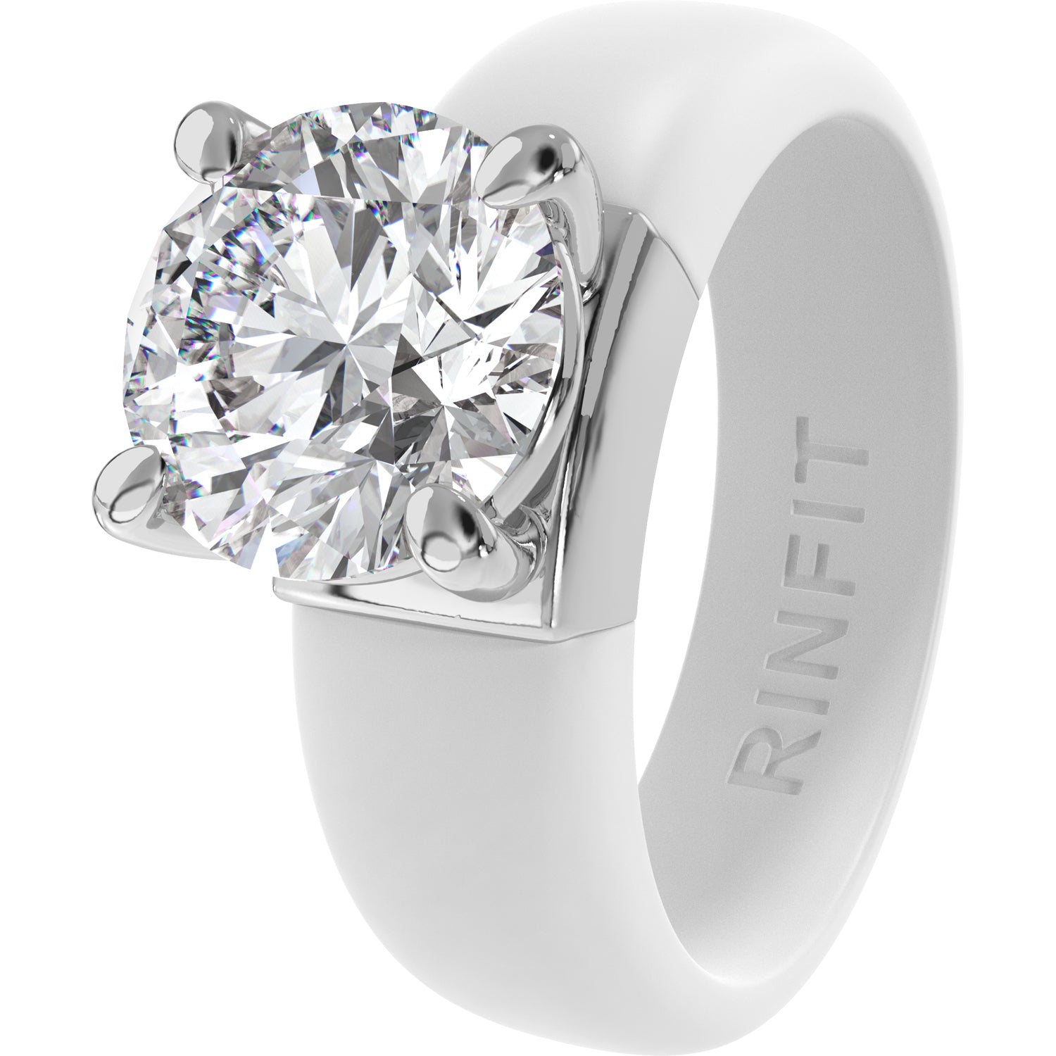 Silicone Ring – 7mm Round Solitaire CZ | Patented Design - GlowStone Collection by Rinfit
