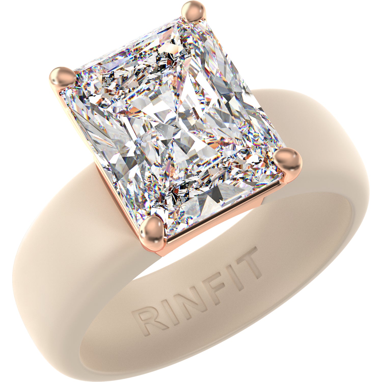 Silicone Ring – 10×8 mm Emerald Cut CZ | Patented Design - GlowStone Collection