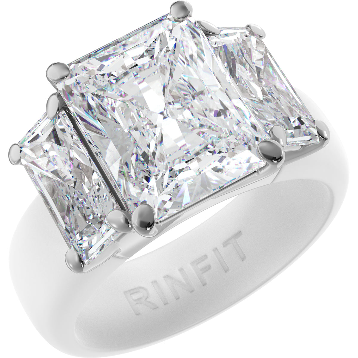 Rinfit Silicone Ring with Three Emerald CZ Stones - Patented