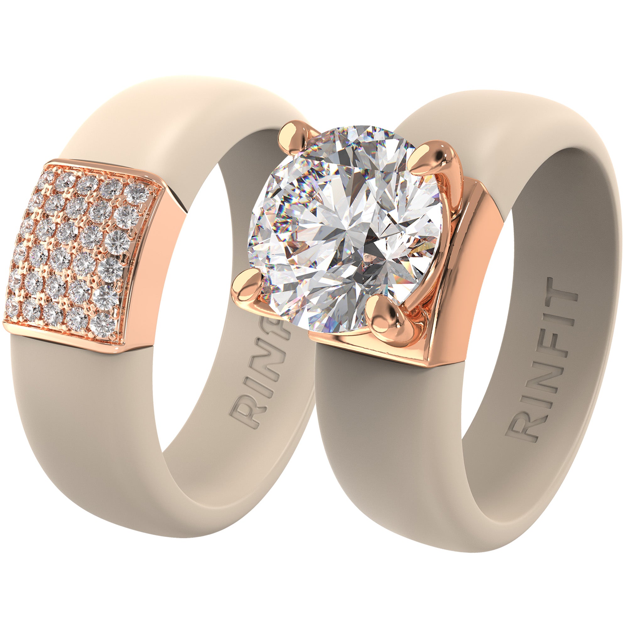 Set Silicone Ring – 7mm Round Solitaire CZ | Patented Design - GlowStone Collection