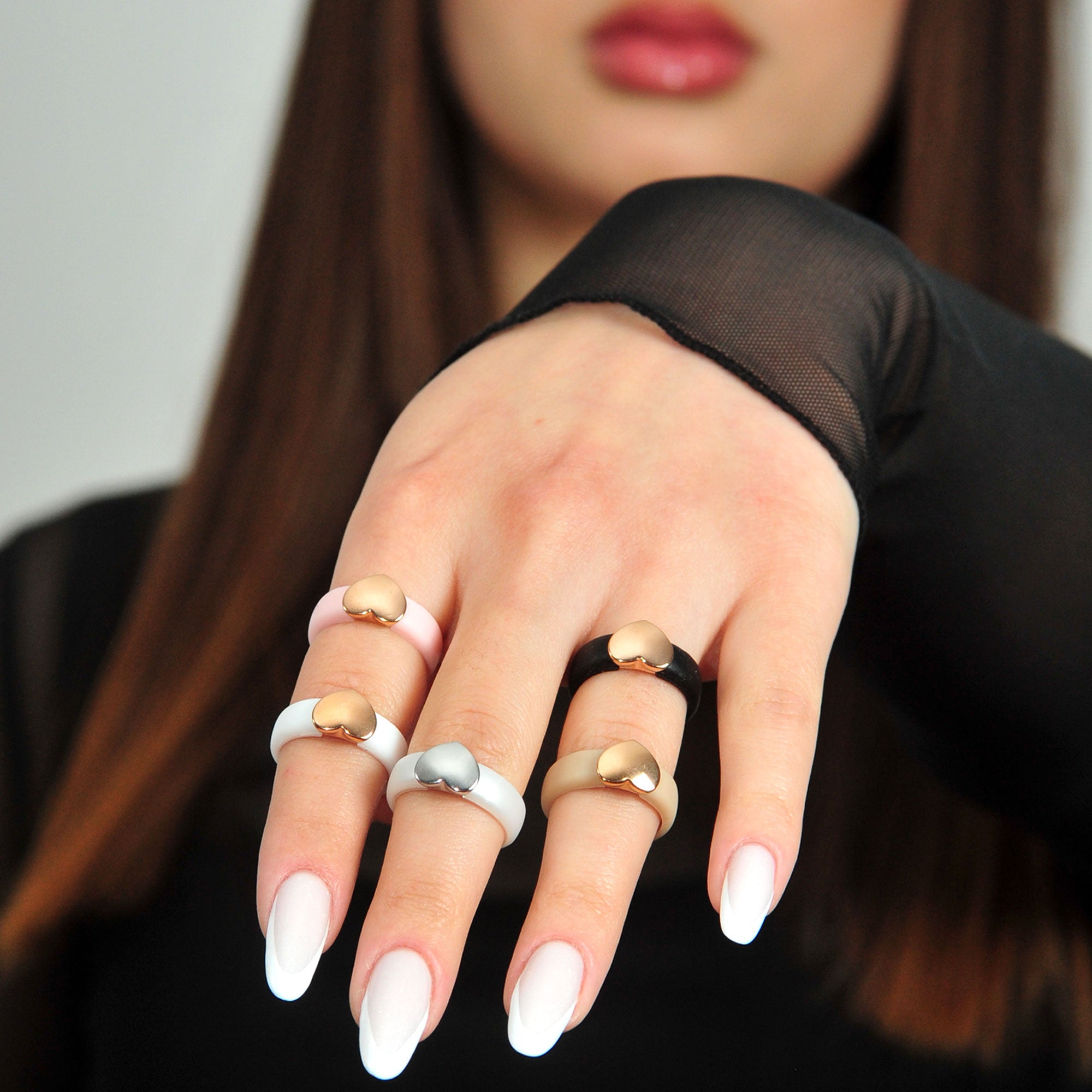 Heart Collection - Women's Silicone Rings with Metal - Patent Design