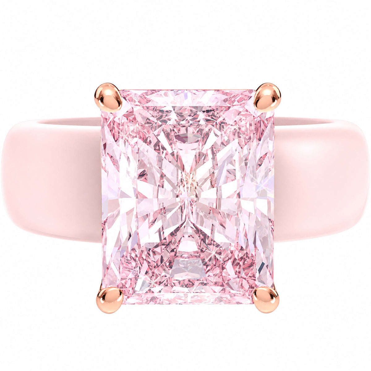 Silicone Ring – 10×8 mm Pink Emerald Cut CZ | Patented Design - GlowStone Collection