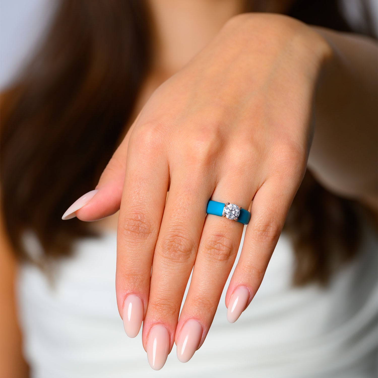 Rinfit Silicone Ring – 7mm Round Solitaire CZ - 2 Rings Set | U.S. Patented Design - GlowStone Collection