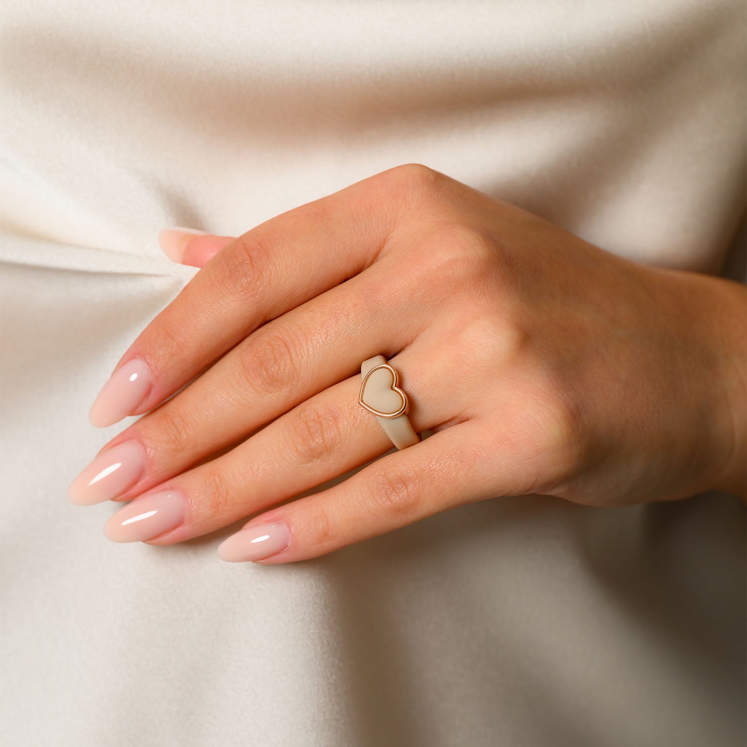Stackable 3-Piece Ring Set - Women's Silicone & Metal Frame Heart Collection