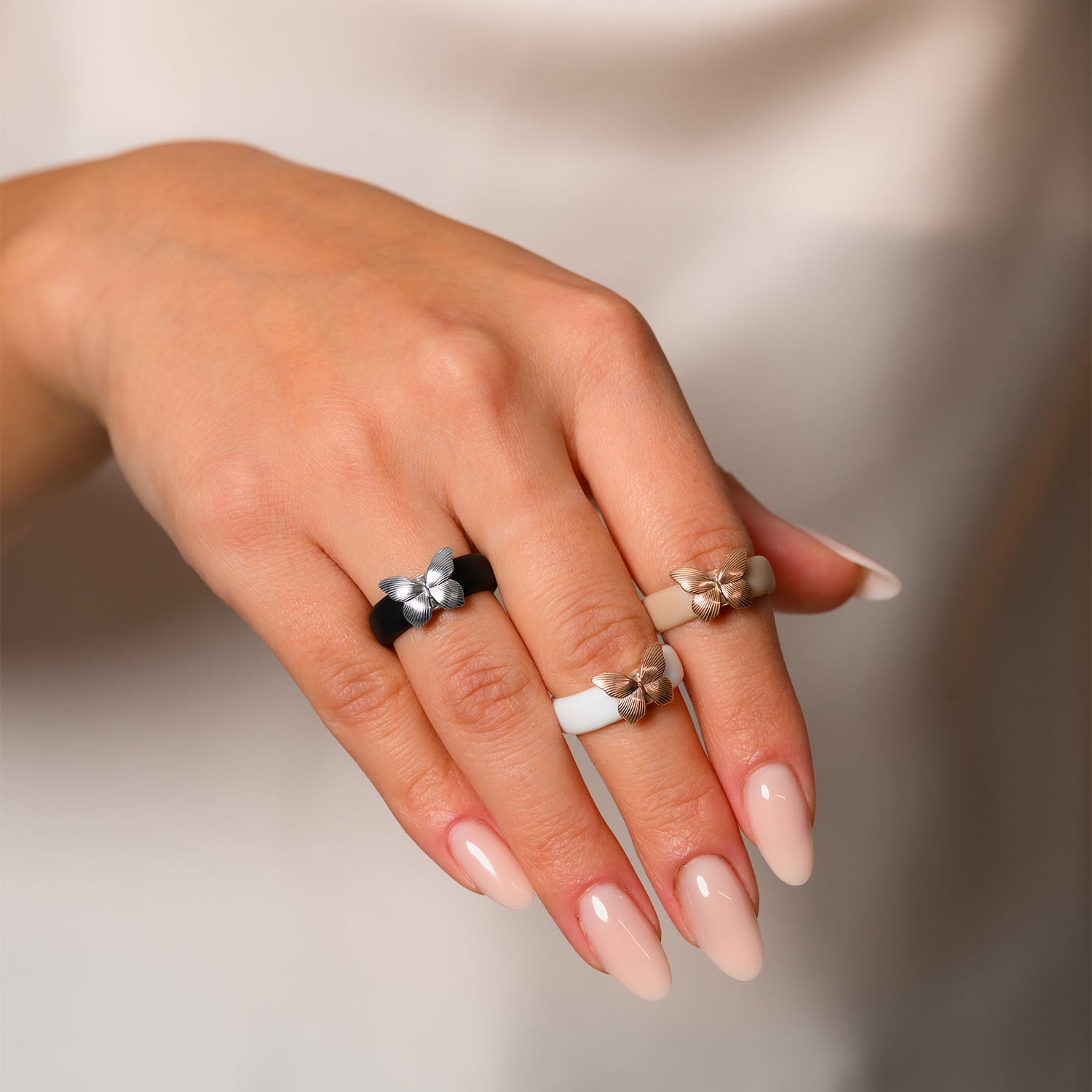 Butterfly Collection - Women's Silicone Rings with Stainless Steel Butterfly - Patent Pending