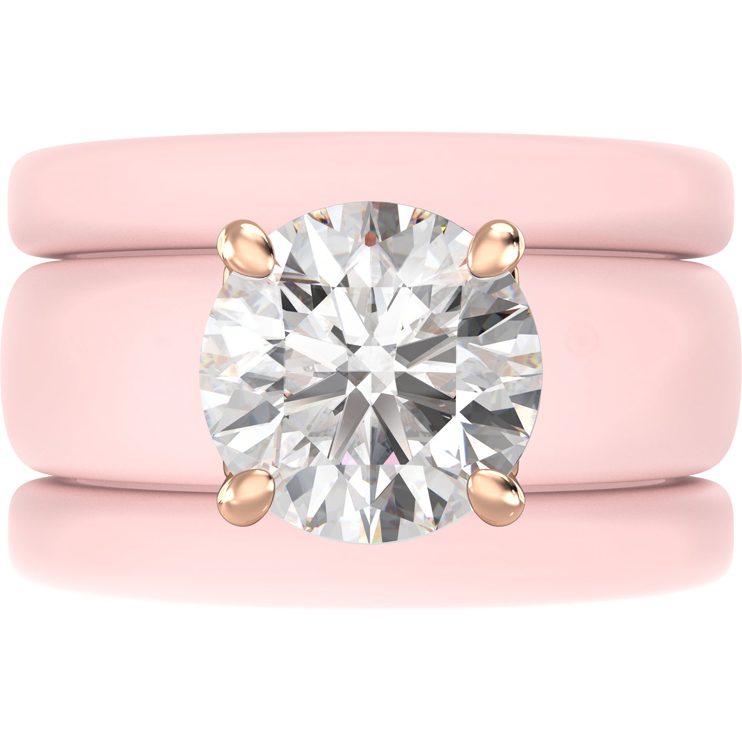 Round Cut Silicone Ring Set for Women, 2 Thin Stackable Rings - 7 mm Round Cut CZ | Patented Design - GlowStone Collection