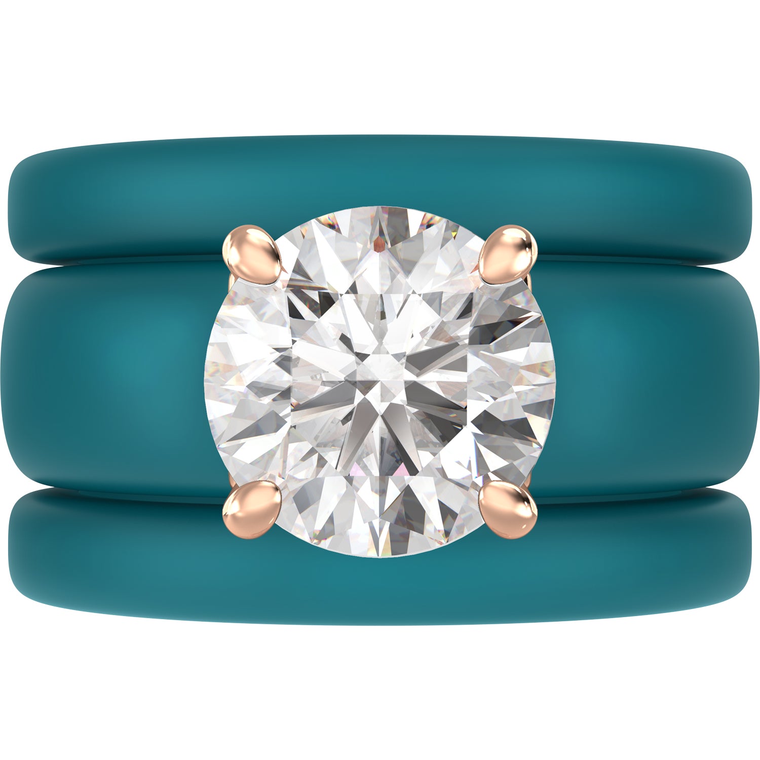 Round Cut Silicone Ring Set for Women, 2 Thin Stackable Rings - 7 mm Round Cut CZ | Patented Design - GlowStone Collection