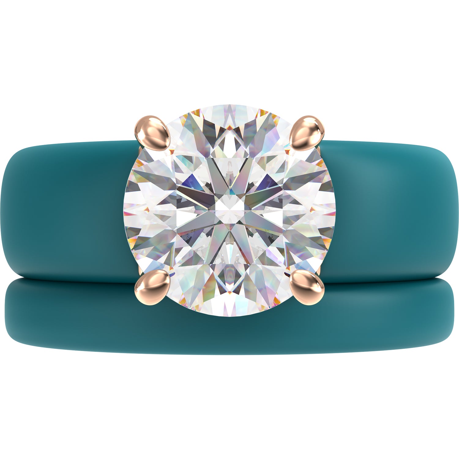 Round Cut CZ Silicone Ring Set for Women, Stackable 2-Ring Set, 7 mm Round Cut CZ | Patented Design - GlowStone Collection