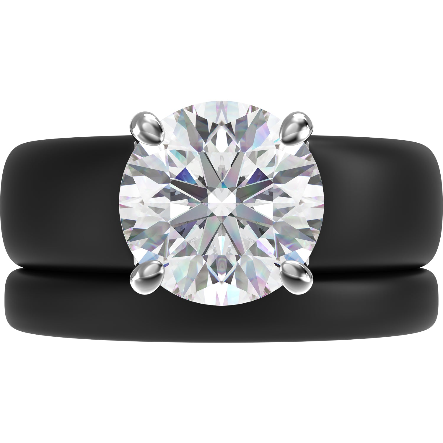 Round Cut CZ Silicone Ring Set for Women, Stackable 2-Ring Set, 7 mm Round Cut CZ | Patented Design - GlowStone Collection