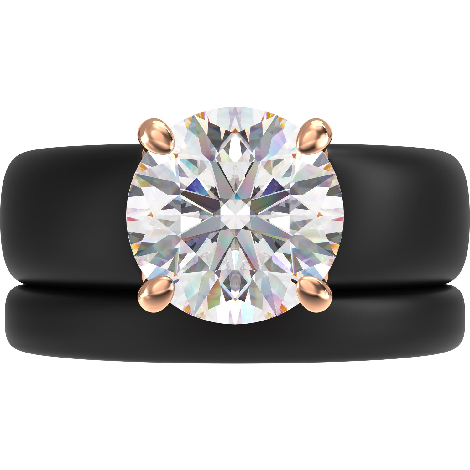 Round Cut CZ Silicone Ring Set for Women, Stackable 2-Ring Set, 7 mm Round Cut CZ | Patented Design - GlowStone Collection