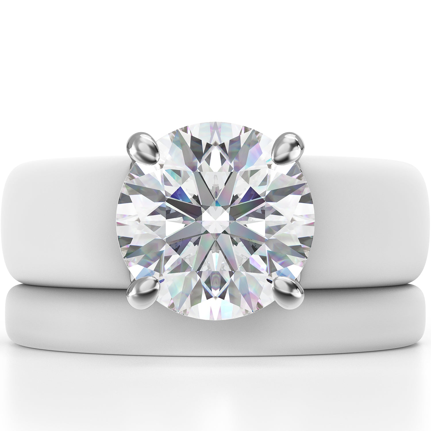 Round Cut CZ Silicone Ring Set for Women, Stackable 2-Ring Set, 7 mm Round Cut CZ | Patented Design - GlowStone Collection