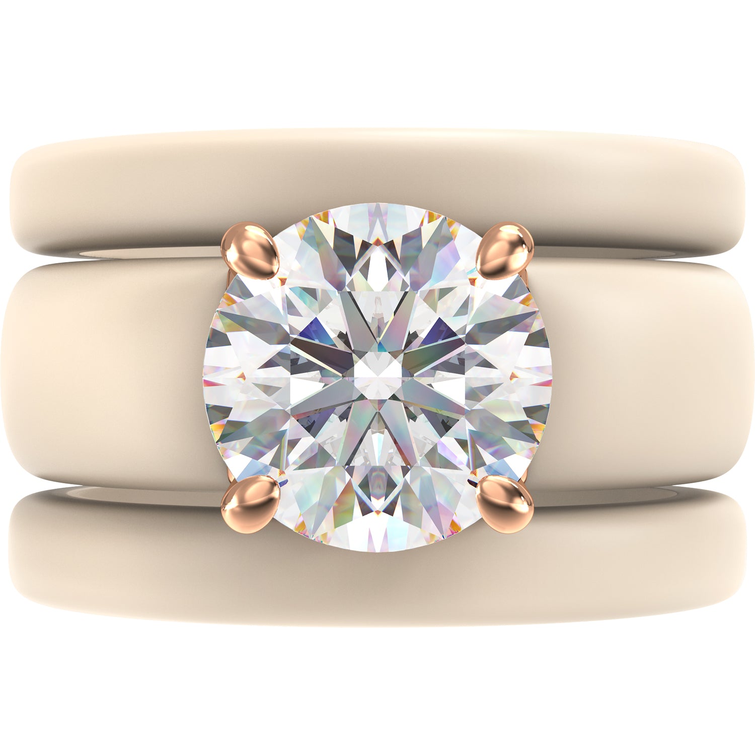 Round Cut Silicone Ring Set for Women, 2 Thin Stackable Rings - 7 mm Round Cut CZ | Patented Design - GlowStone Collection