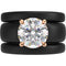 Round Cut Silicone Ring Set for Women, 2 Thin Stackable Rings - 7 mm Round Cut CZ | Patented Design - GlowStone Collection